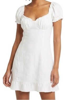 Sophie Rue White Cotton Linen Blend Mini Dress M